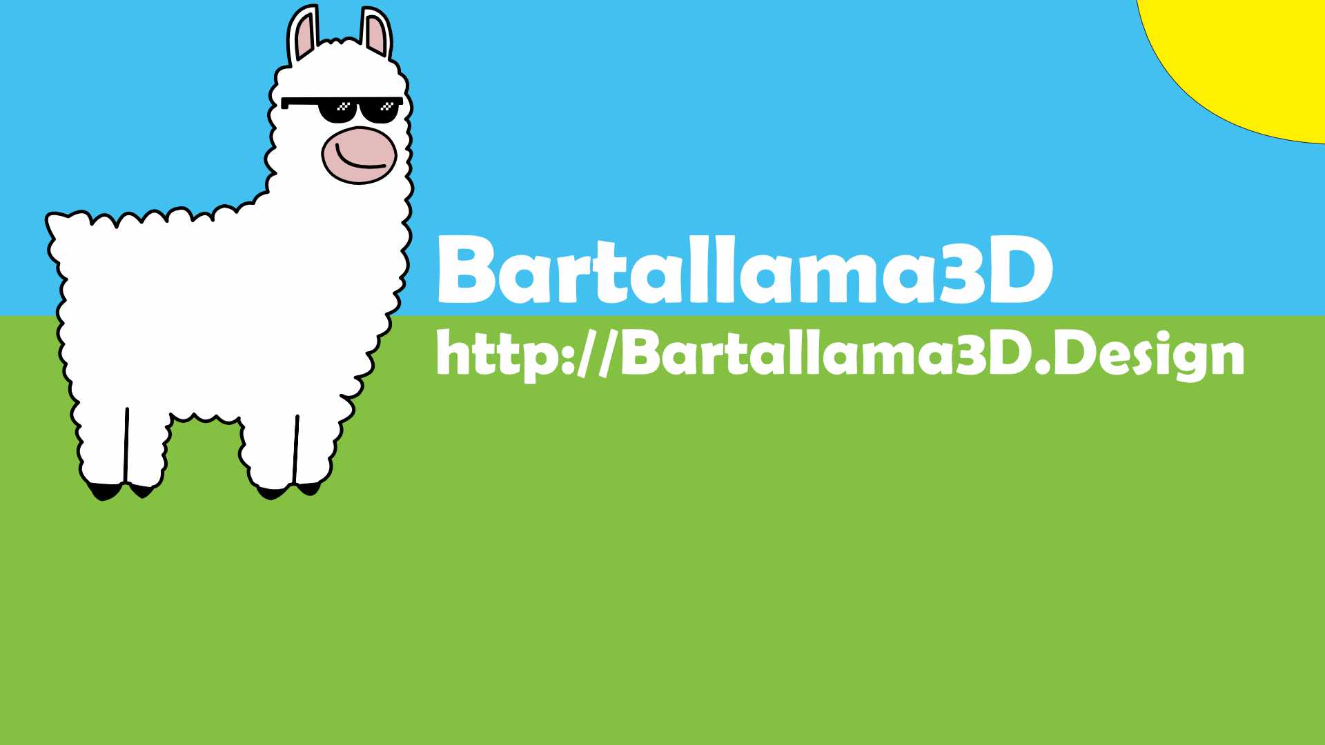 Our Logo featuring our llama that says Bartallama3D and our website URL https://Bartallama3D.design